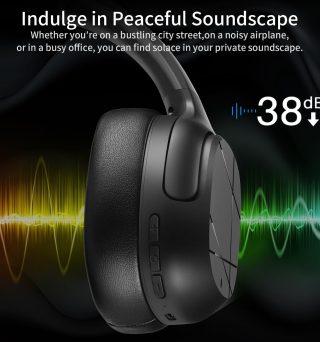 Noise Cancelling Headphones, Wireless Over Ear Bluetooth, 50H Long ANC Playtime, Rotatable and Foldable, HiFi Audio Deep Bass, Customized EQ via APP, Transparency Mode (Black)